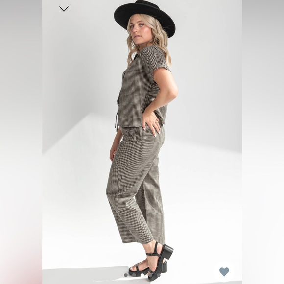 The Kathleen Checkered Blouse in Black & Taupe - Picture 3 of 6